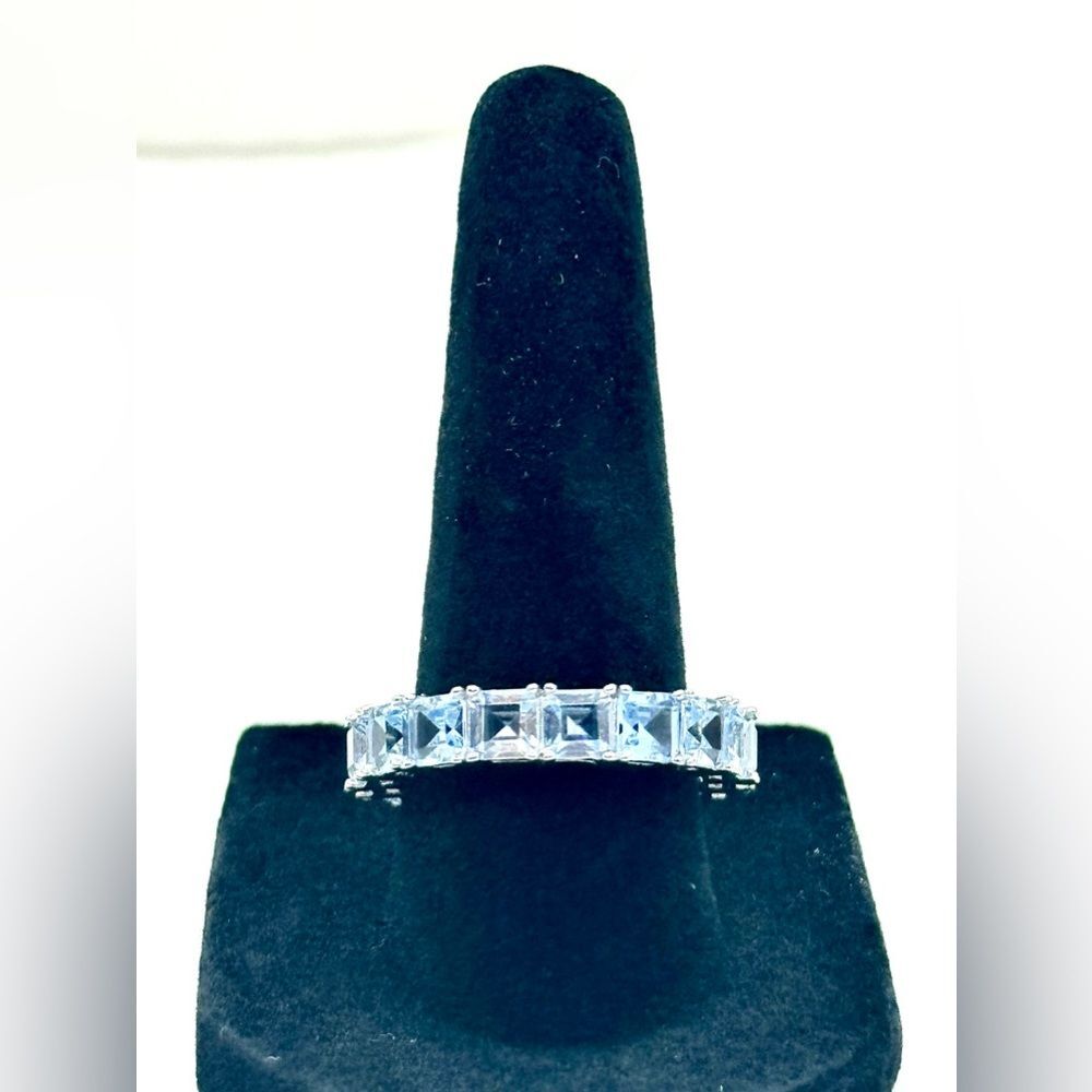 Macy’s Sterling Silver Plated Blue CZ Size 8 Ring
